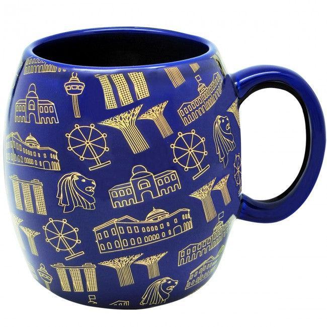 Blue Motif Gold Ceramic Mug