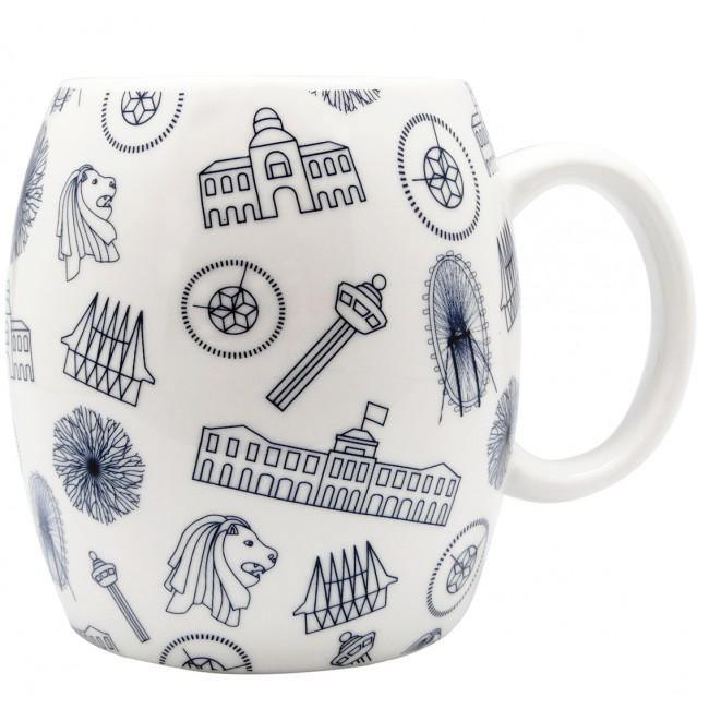 Motif Navy Blue Ceramic Mug