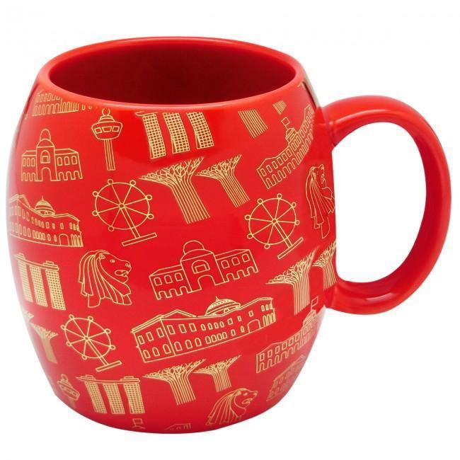 Red Motif Gold Ceramic Mug